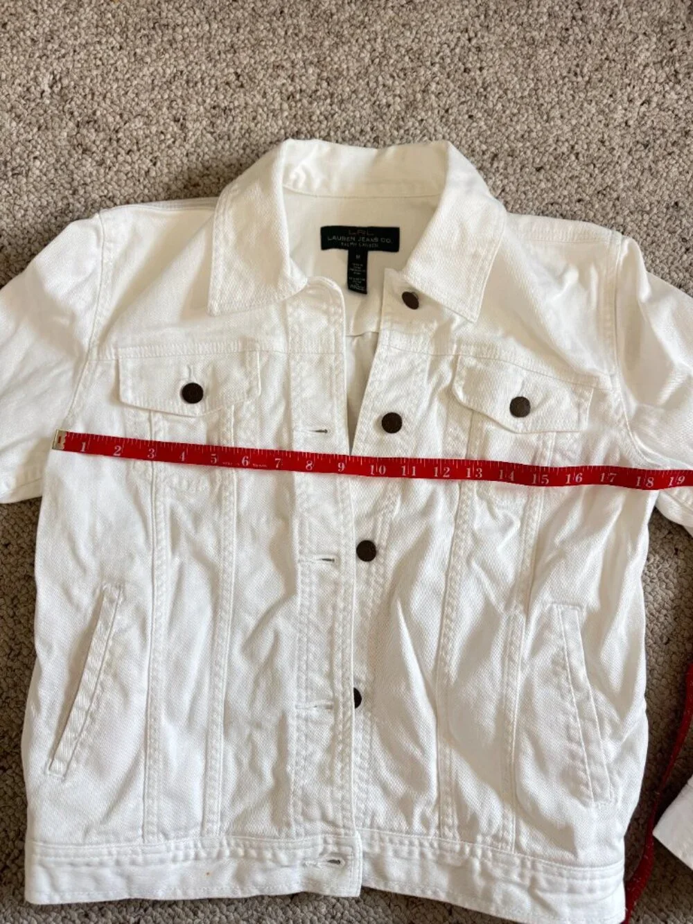 White Denim Jacket LRL Lauren Jeans Co Ralph Lauren Sz M - Picture 6 of 9